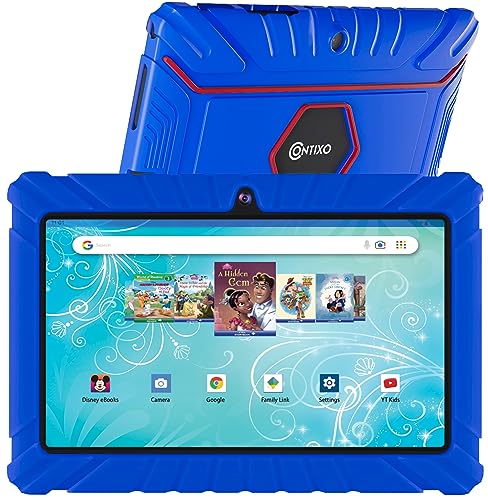 Contixo Kids Tablet - V8 7' Toddler Tablet, Ages 3-7, Android 11 Tablet for Kids, Disney Edition Pre-Installed, Parental Control, WiFi, Teacher Approved Learning Tablet for Boys Girls Dark Blue
