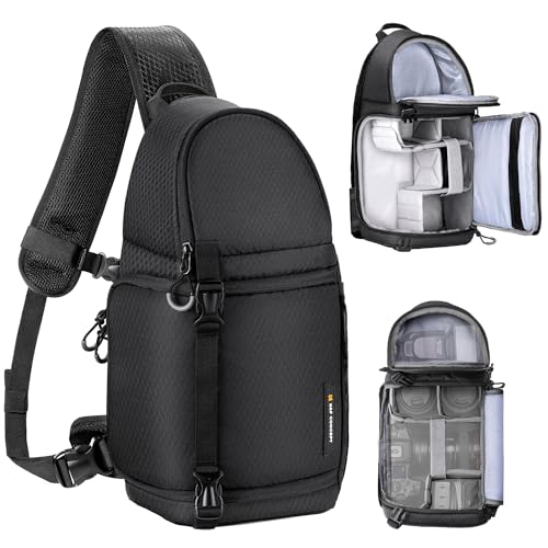 K&F Concept Camera Sling Bag Crossbody Bag Waterproof Camera Shoulder Backpack DSLR/SLR/Mirrorless Camera Case Photography Bags Compatible with Canon/Nikon/Sony/Fuji/Gopro/DJI