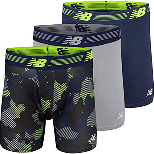 New Balance Men's 6' Boxer Brief Fly Front with Pouch, 3-Pack of 6 Inch Tagless Underwear