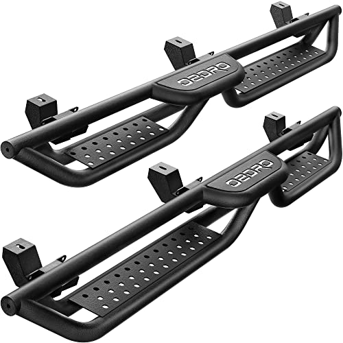 OEDRO Running Boards with Two Stairs Design All-Steel Build, Bolt-on Side Steps Compatible with 2018-2024 Jeep Wrangler JL 4 Door, Black Powder Coated Nerf Bar