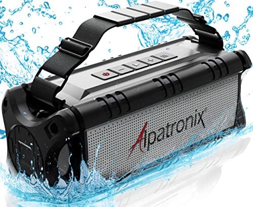 Alpatronix Bluetooth Speaker 60W(80W Max), IPX6 Waterproof, Portable, 8000mAh Power Bank, Handsfree, Shockproof, TWS, DSP, Stereo, Subwoofer, TF Card, NFC, AX500, Indoor&Outdoor–Black
