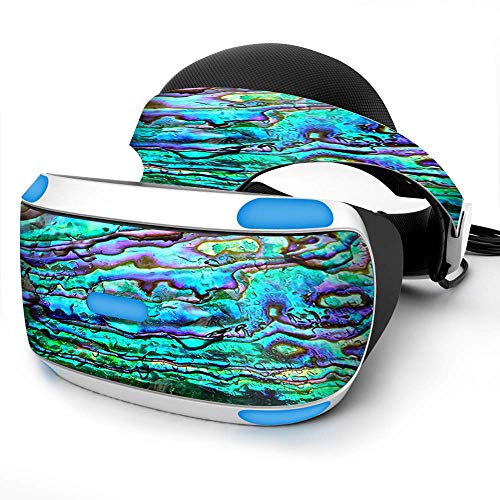 Sony Playstation VR Headset Skin Decal Vinyl Wrap - Abalone Ripples Green Blue Purple Shells