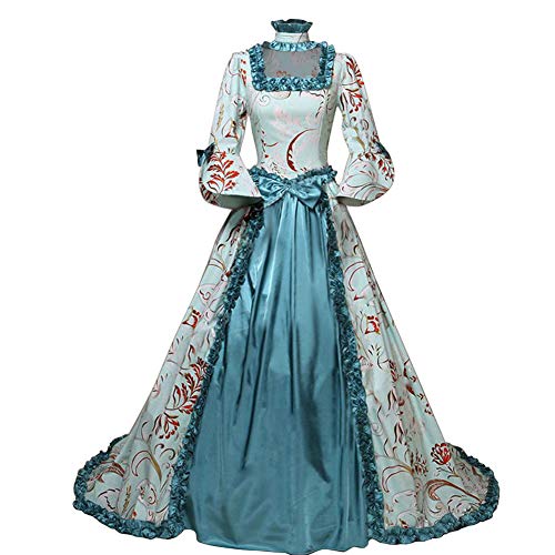 Wraith of East Women's Marie Antoinette Masked Ball Victorian Dress 18th Century Medieval Victorian Civil War Ball Gown Southern Belle Costume (L, 25-Blue)