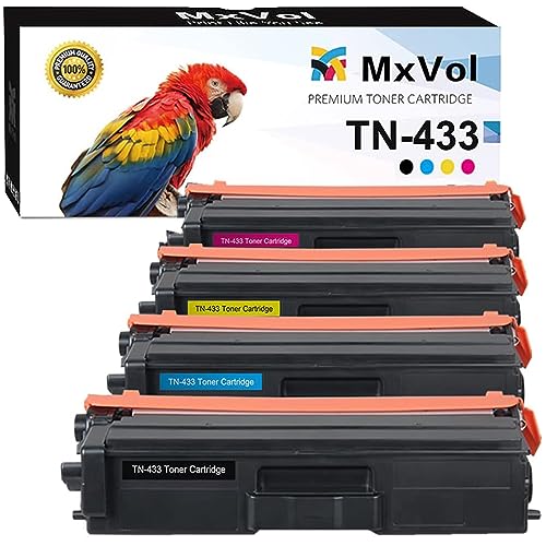 MxVol Compatible TN433 TN431 TN-433 Toner Cartridge Replacement for Brother TN 433 TN-431 MFC-L8900CDW MFC-L8610CDW HL-L8360CDW HL-L8260CDW Printer Toner (TN433BK TN433C TN433M TN433Y, 4-Pack)