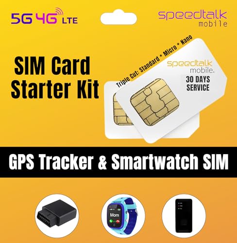 SpeedTalk Mobile GPS Tracker SIM Card Starter Kit | 3 in 1 Universal Simcard: Standard, Micro, Nano for Kids Senior Pet Car Fitness Activity 5G 4G LTE Tracking Devices | No Contract