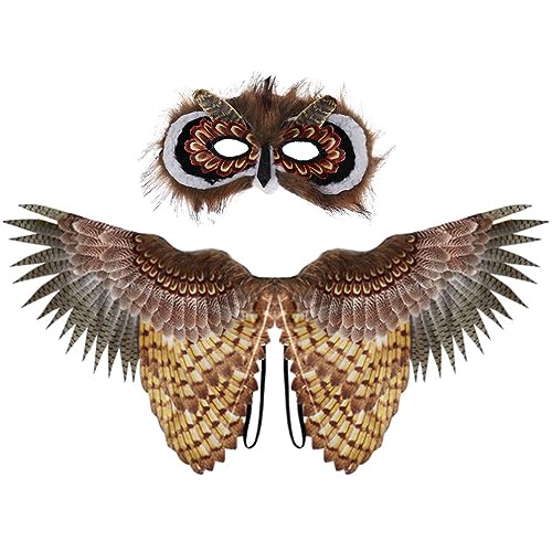 GALPADA Halloween Owl Costume Accessories Set Animal Dress up Wings Masks Cosplay Props Decorations for Halloween Party Role Play Masquerade Birthday Party
