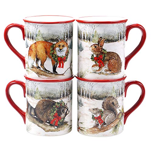 Certified International 28332 Winter Forest Mug, Set of 4, 16-ounce