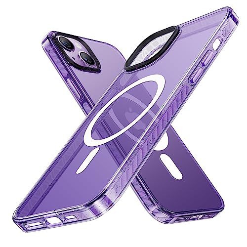 TORRAS 2023 Upgraded Magnetic for iPhone 13 Case/iPhone 14 Case [12FT Military Grade Protection][Compatible with MagSafe][Non-Yellowing] Shockproof Bumper Phone Case iPhone 13/14, Glittery Purple