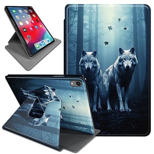 Case for iPad Mini 6 Case/iPad Mini 6th Generation 2021 8.3' Tablet, 360 Degree Rotating Cover,PU Leather Folding Stand Cover with Auto Wake/Sleep, Forest Wolf