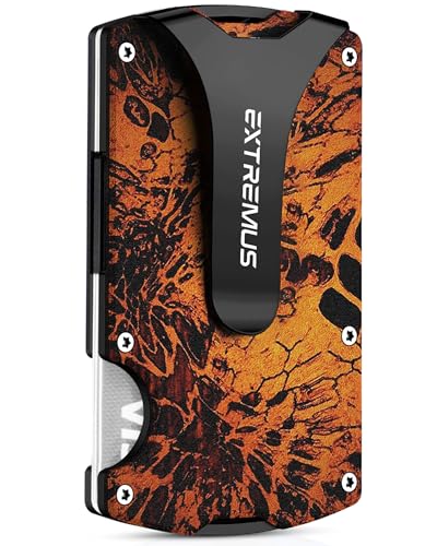 Extremus Men's Tactical Wallet, Slim Rfid Wallet with Money Clip and Credit Card Holder, Minimalist Front Pocket Wallet for Men, Carbon Fiber Wallet
