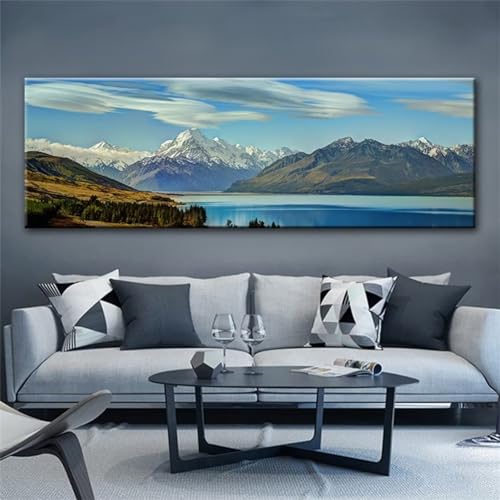 OKIKA 5D Diamond Painting Kits for Adults/Children, Mountain Lake Scenery DIY Full Drill Diamond Art Kits, Painting by Number Kits, Gem Art Craft for Wall Home Decor & Gift 12x36in