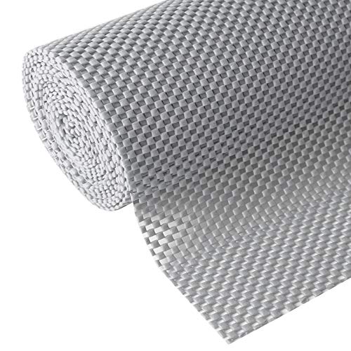 Shelf and Drawer Liner, Non-Adhesive Non Slip and Grip Durable Clean Pad Full Size 17.7 Inches x 20 Feet for Drawers, Shelves, Cabinets, Storage, Kitchen, Desks, Kitchenware, Tableware, Light Gray