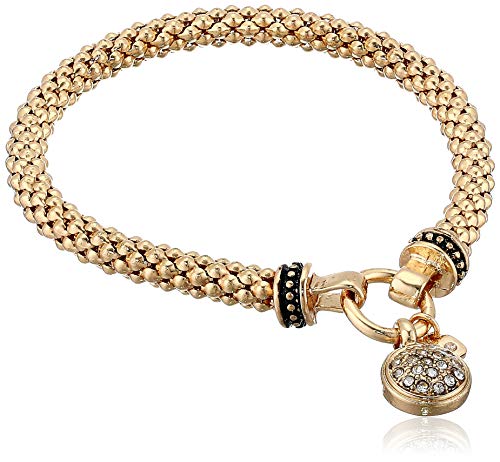 Nine West Women's Boxed Bracelet Pave Circle Stretch, Gold/Crystal, Gold