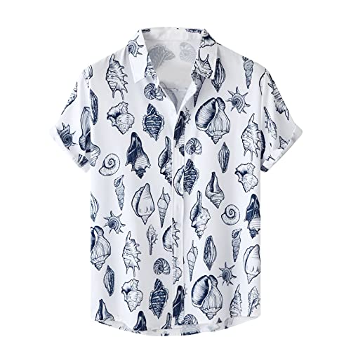 Hawaiian Shirt for Men Vintage Ethnic Printed Bowling Shirts Button Down Short Sleeve Beach Aloha Shirts with Pocket
