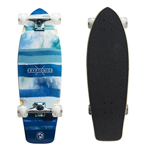 Kryptonics Super Fat Wide Cruiser 30.5' Complete Skateboard, Blue Fish