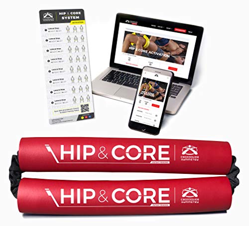 Crossover Symmetry Hip & Core System - Loop Resistance Home Workout Bands to Stretch and Strengthen Legs, Butt, HIPS, Thighs and Glutes, Includes Online Exercise & Training Guide, Red/Medium