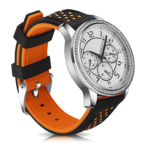 Narako Quick Release Silicone Watch Bands Divers Model Replacement Rubber Watch Strap 20mm 22mm 24mm 26mm Waterproof dot Bicolor Silver Buckle for Men and Women Sport (26mm, Orange)