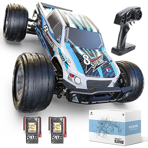 DEERC 9200E Large Hobby RC Cars, 48 KM/H 1:10 Scale Fast High Speed Remote Control Car for Adult Boy, 4WD 2.4GHz Off Road Monster RC Truck Toy All Terrain Racing,2 Batteries for 40 Min Play