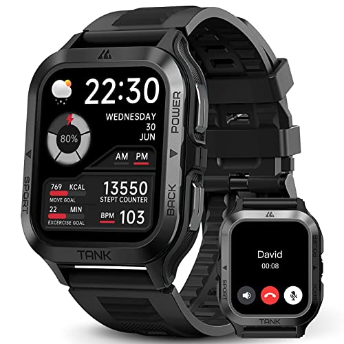 AMAZTIM Smart Watch, 60 Days Extra-Long Battery, 50M Waterproof, Rugged Military Bluetooth Call(Answer/Dial Calls) Fitness Tracker, 1.85' Ultra Large HD Display, AI Voice Assistant 24H Sleep Monitor
