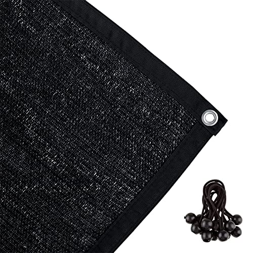 Shatex 90% Shade Cloth 10x20ft Hanging-up Sunblock Shade Panel, Black, 12 Bungee Balls