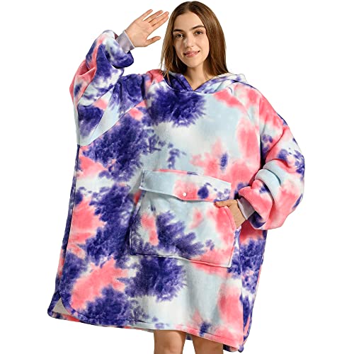 Krifey Wearable Blanket Hoodie, Oversized Sherpa Hooded for Women and Men, Cozy Sweatshirt with Giant Pocket