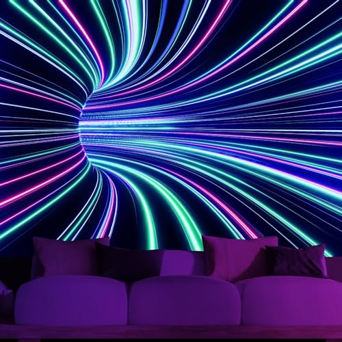 Blacklight 3D Wall Decor Tapestry for Gamer Bedroom Gaming Room, 3D Illusion Glow in The Dark Wall Hanging Backdrop for Men Guys Game Room Cinema, UV Reactive 3D Poster for Living Room Dorm (51'X60')