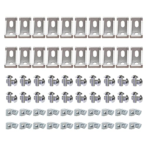 BLCCLOY 20Sets 10 Extrusion Brackets 1' x 1' 1010 Series Aluminum Extrusion Profiles Connector Set, 20pcs 10 Extruded Aluminum Corner with T Slide Nuts Bolts for 10 Series Extrusion Profiles Rail