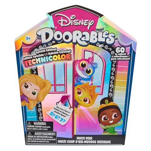 Just Play Disney Doorables Multi Peek Technicolor Takeover, 1.5-inch Collectible Figurines, 5-7 Figures Inside, Kids Toys for Ages 5 Up
