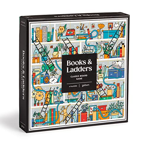 Galison Books and Ladders – Literary Version of Classic Snakes and Ladders Board Game for Adults and Kids Alike Perfect for Family Game Night, 2-4 Players