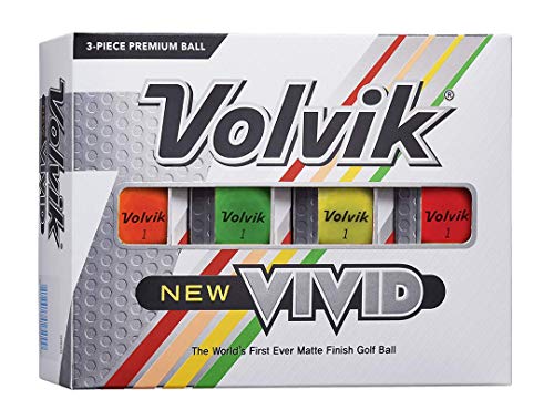Volvik New Vivid 3-Piece Premium Matte Finish Color Golf Balls 1 Dozen (12 Balls)- Assorted Color