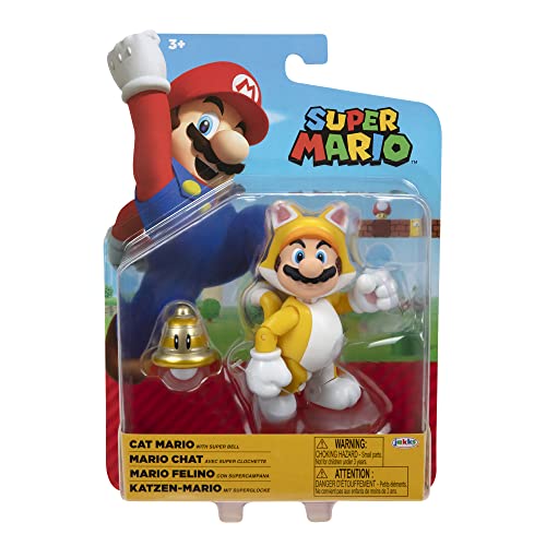 World of Nintendo Cat Mario with Bell Action Figure, 4'