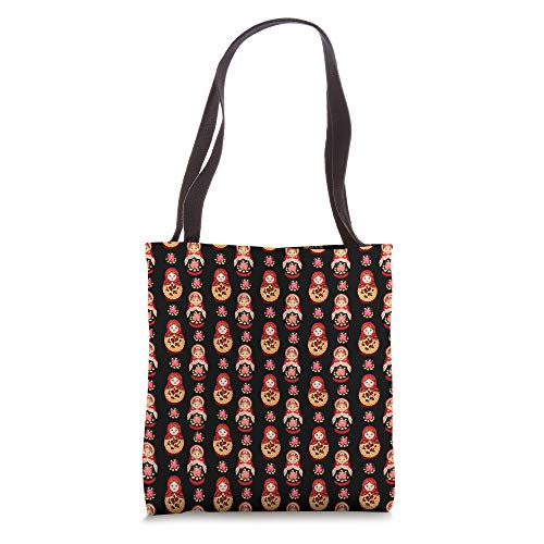 Matryoshka Russian Doll Nesting Doll Toy Black Background Tote Bag