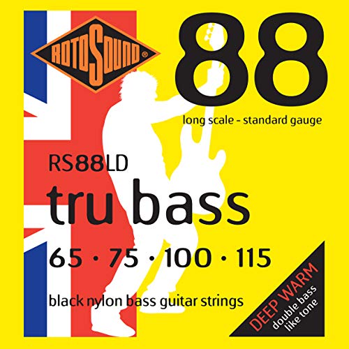 Rotosound RS88LD Black Nylon Flatwound Bass Guitar Strings (65 75 100 115)
