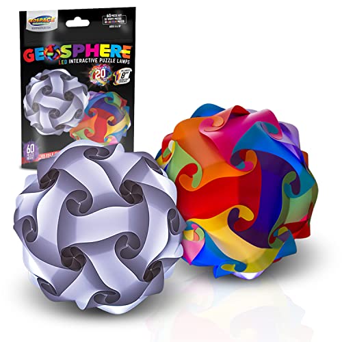 GEOSPHERE 8 Inch - 60 pc White & Rainbow Colors Puzzle Kit (No Light Included)