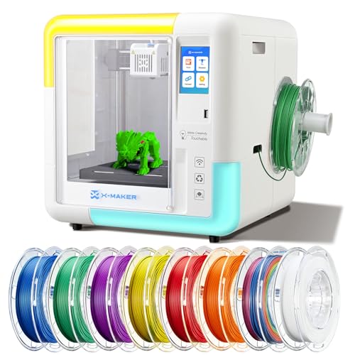 AOSEED X-Maker 3D Printer for Kids and Beginners, Fully Assembled High-Speed 3D Printer with 8 PLA Filament Set, Leveling-Free Bed, Wi-Fi Printing, Silent, High Precision Small 3D Printer with App