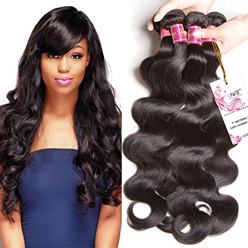 UNice Hair Icenu Series 10A Grade Brazilian Body Wave Virgin Hair 4 Bundles 100% Human Hair Weft Extensions Natural Color 95-100g/piece (16 18 20 22)
