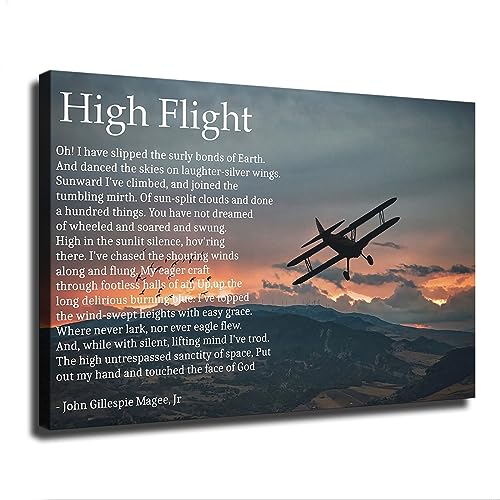 SnOwky High Flight Poem By John Gillespie Magee Jr Poster Canvas Printing Large Wall Art Prints and Posters Bedroom Aesthetic Living Room Bedroom Decor (08x12inch-No Framed)