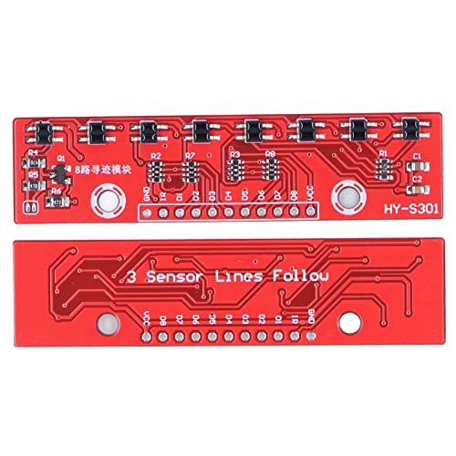 Tracking Module, 8 Channel Infrared Detection Sensor PCB 8bit Detector Hunt Board Speed Measuring Module Tacho Sensor Intelligent Car Infrared Tracking Probe for Tracking