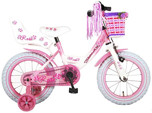 Volare Rose Children's Bicycle - Girls - 14 Inch - Pink White - 95% Assembled