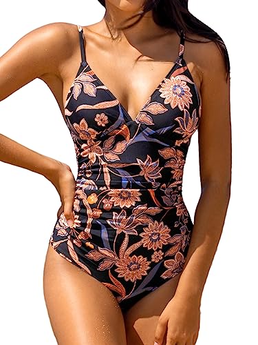 CUPSHE Women's One Piece Swimsuit Tummy Control V Neck Bathing Suits M