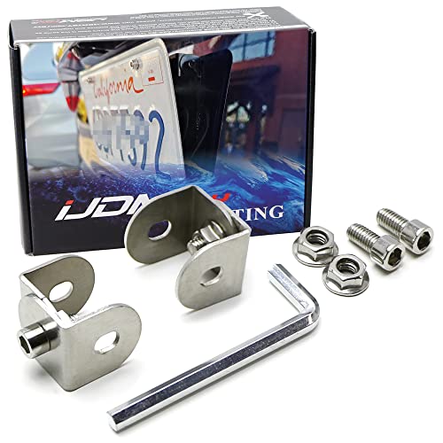 iJDMTOY Universal Fit JDM Slanted Tilt Front/Rear Bumper License Plate Relocator Bracket Holder w/Adjustable Angle/Degree