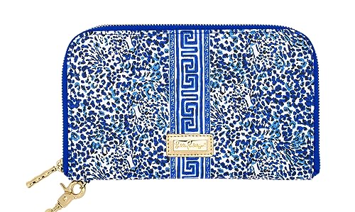 Lilly Pulitzer Travel Wallet Passport Holder, Blue Vegan Leather Wristlet Wallet for Women, Travel Document Organizer, Twisted Up