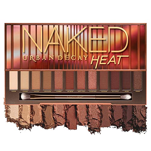 URBAN DECAY Naked Heat, Warm Brown Neutral Eyeshadow Palette, Matte, Metallic, Shimmer Finish, 12 Amber-hued Red & Orange Eye Shadows, Versatile Warm Shades, Vegan, Cruelty-free
