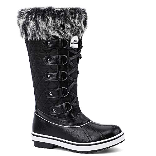 ALEADER Women's Lace Up Waterproof Winter Snow Boots Black 7.5 D(M) US