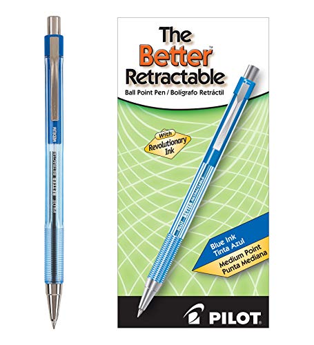 Pilot The Better Ball Point Pen Refillable & Retractable Ballpoint Pens, Medium Point, Blue Ink, 12-Pack (30006) (Packaging May Vary)