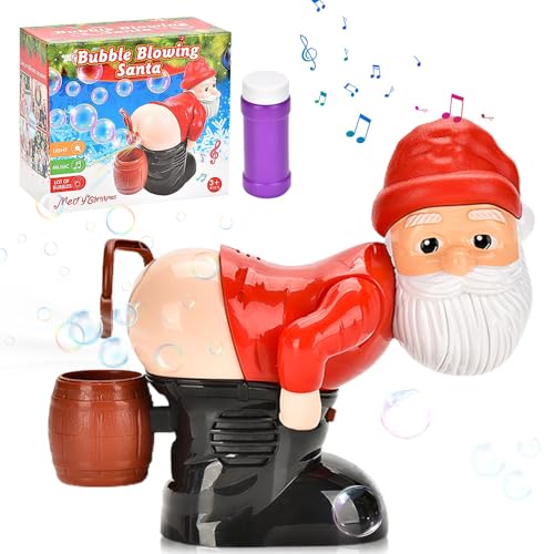 Funny Santa Bubble Blowing Machine, 2024 New Christmas Santa Automatic Bubble Machine with Flash Lights and Music, Creative Bubble Maker Toy Christmas Stocking Stuffers Gifts for Kids (1PC)