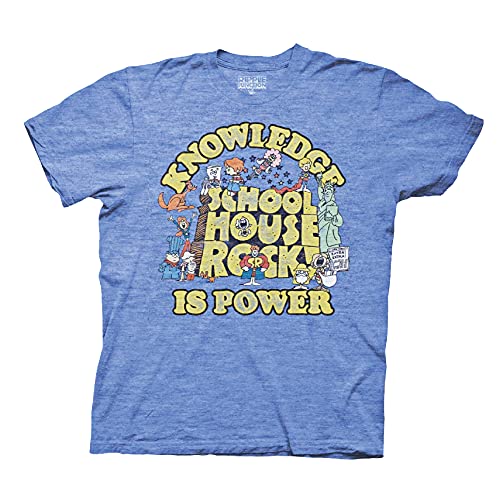 Ripple Junction Schoolhouse Rock Men's Short Sleeve T-Shirt Knowledge is Power Classic Retro Vintage Nostalgia HEA. Lt. Blue