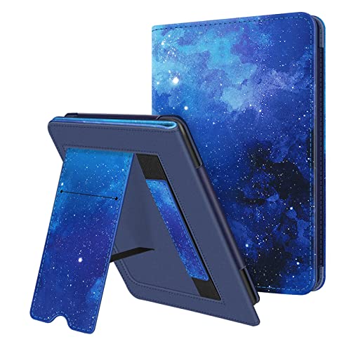 Fintie Stand Case for 6' All-New Kindle (2022 Release) - PU Leather Cover with Card Slot & Hand Strap for Kindle 2022 11th Generation Model No. C2V2L3 (NOT fit Paperwhite or Oasis), Starry Sky