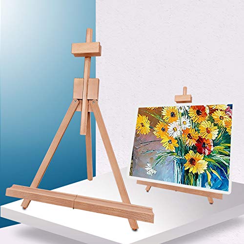 Miratuso Painting Easel, Folding Wooden Tabletop Easel Stand Holds Highest to 22' Canvas, Portable Desktop Easel Suitable for Artists, Beginners, Students