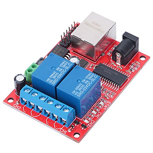 Ethernet Controller Module, TCP/UDP Controller Module with 2-Way Relay Board Delay Switch DC for Replacement of Web Server Electronic Kit